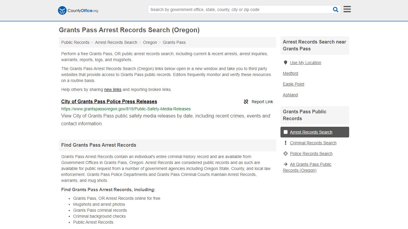 Arrest Records Search - Grants Pass, OR (Arrests & Mugshots)